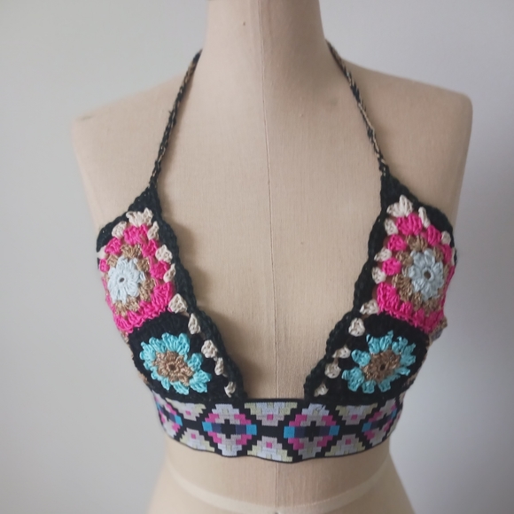 Handmade Crochet Granny Square Bikini top - Picture 2 of 2